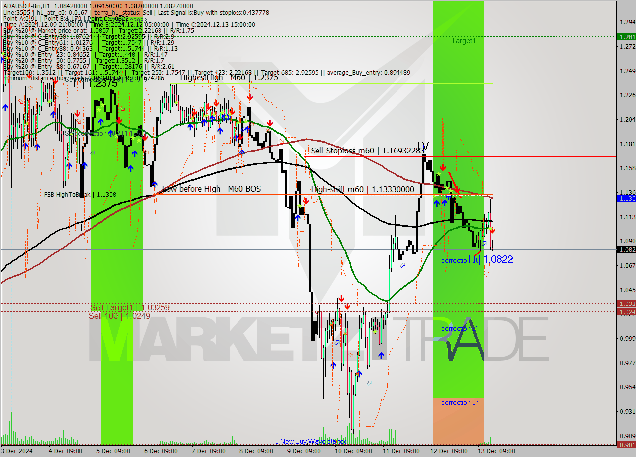 ADAUSDT-Bin MultiTimeframe analysis at date 2024.12.13 18:05