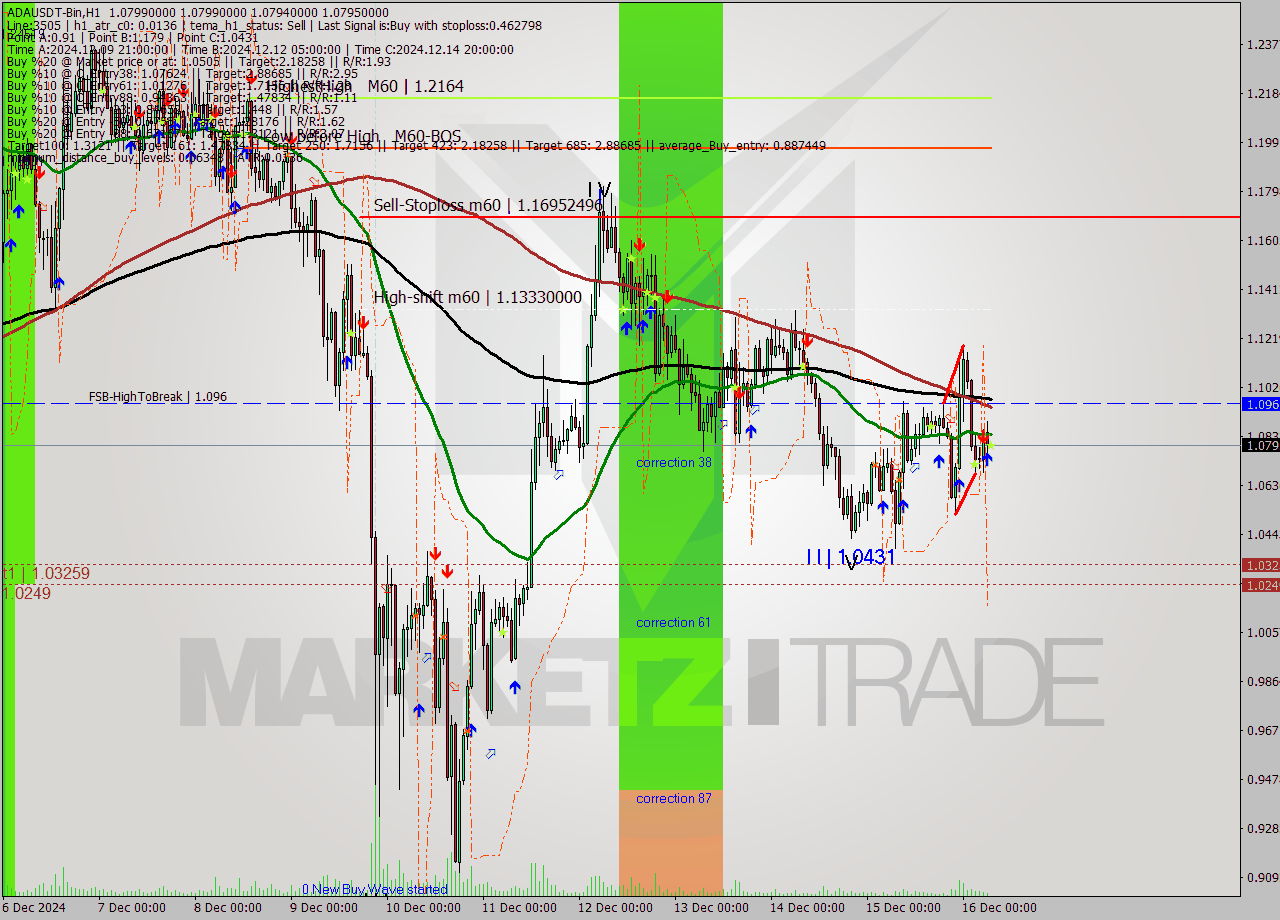 ADAUSDT-Bin MultiTimeframe analysis at date 2024.12.16 09:00