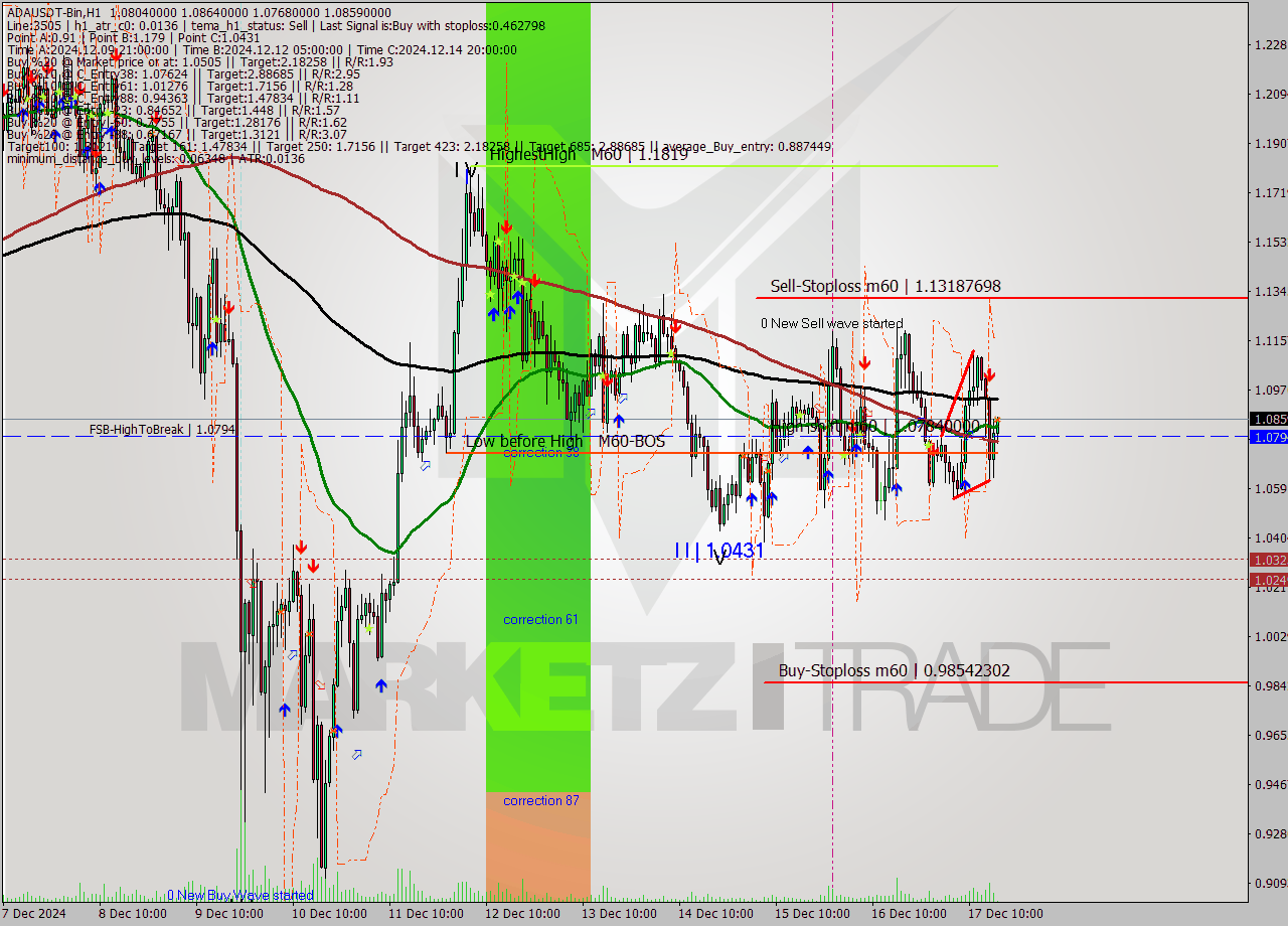 ADAUSDT-Bin MultiTimeframe analysis at date 2024.12.17 19:08