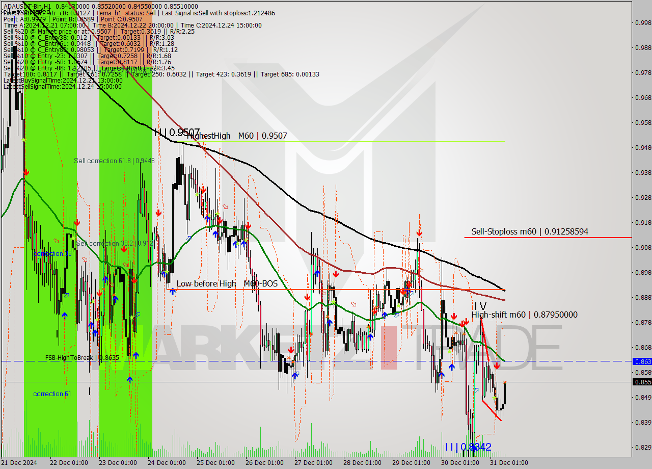 ADAUSDT-Bin MultiTimeframe analysis at date 2024.12.31 10:22