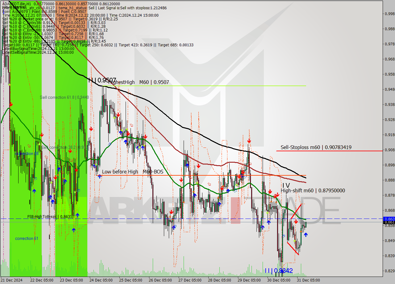 ADAUSDT-Bin MultiTimeframe analysis at date 2024.12.31 14:09