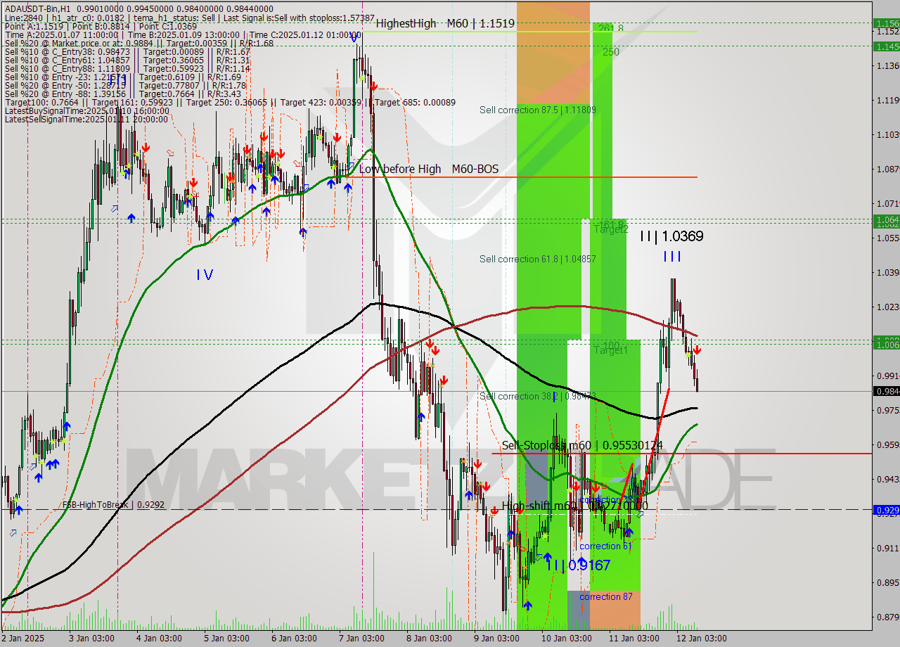 ADAUSDT-Bin MultiTimeframe analysis at date 2025.01.12 12:23