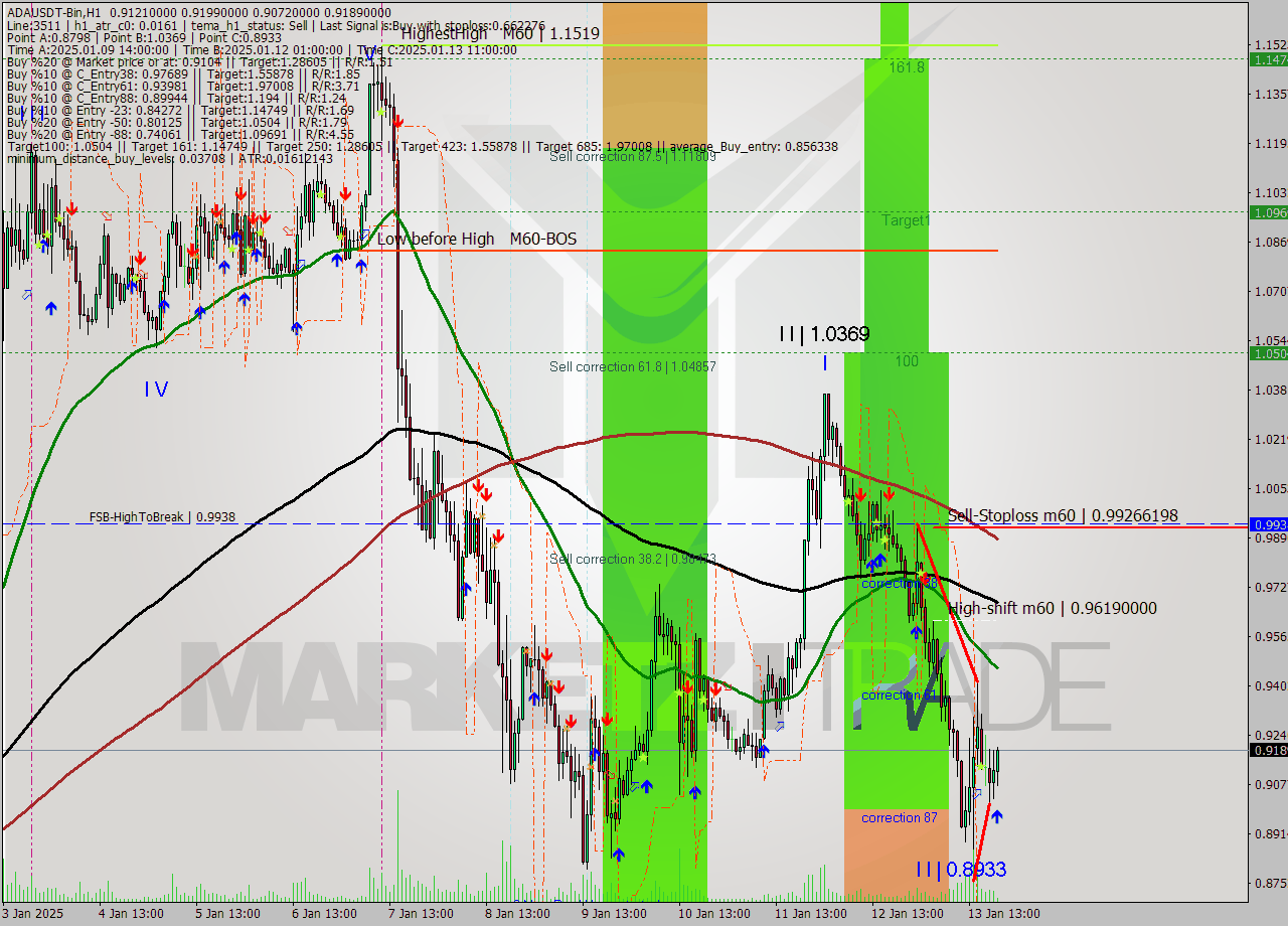 ADAUSDT-Bin MultiTimeframe analysis at date 2025.01.13 22:36