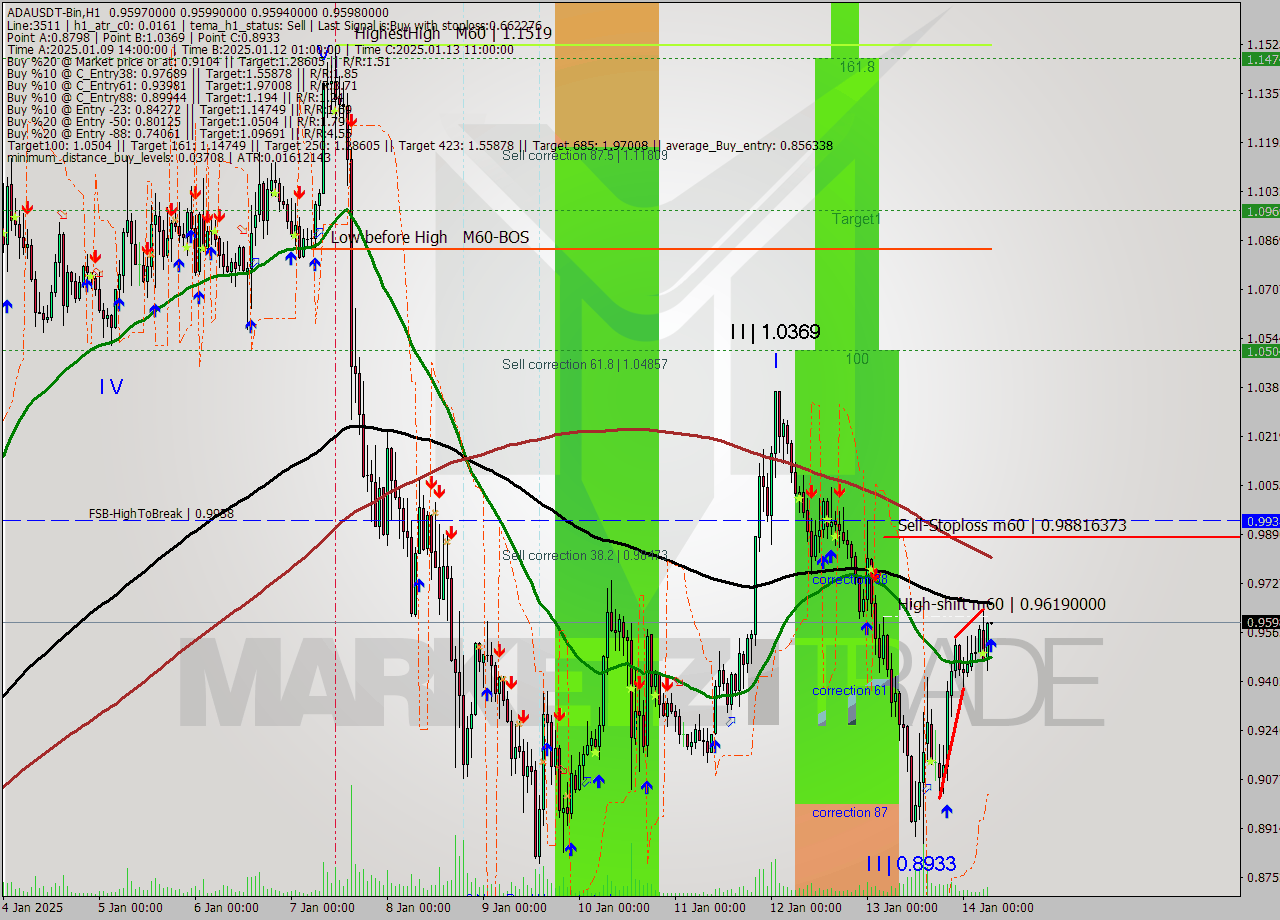 ADAUSDT-Bin MultiTimeframe analysis at date 2025.01.14 09:00