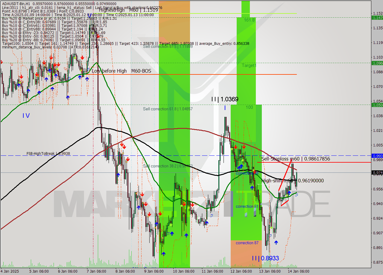 ADAUSDT-Bin MultiTimeframe analysis at date 2025.01.14 15:31