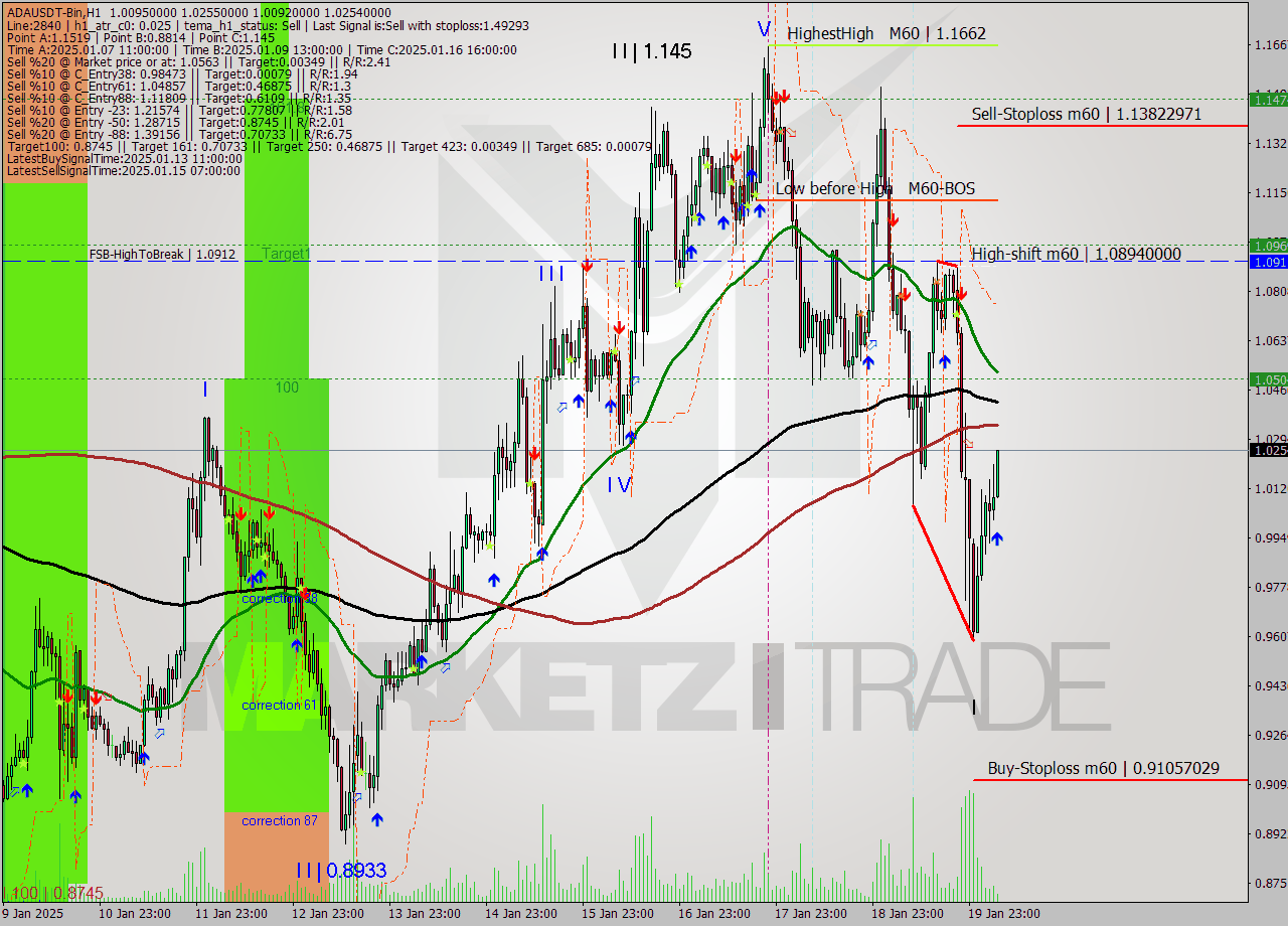 ADAUSDT-Bin MultiTimeframe analysis at date 2025.01.20 08:41