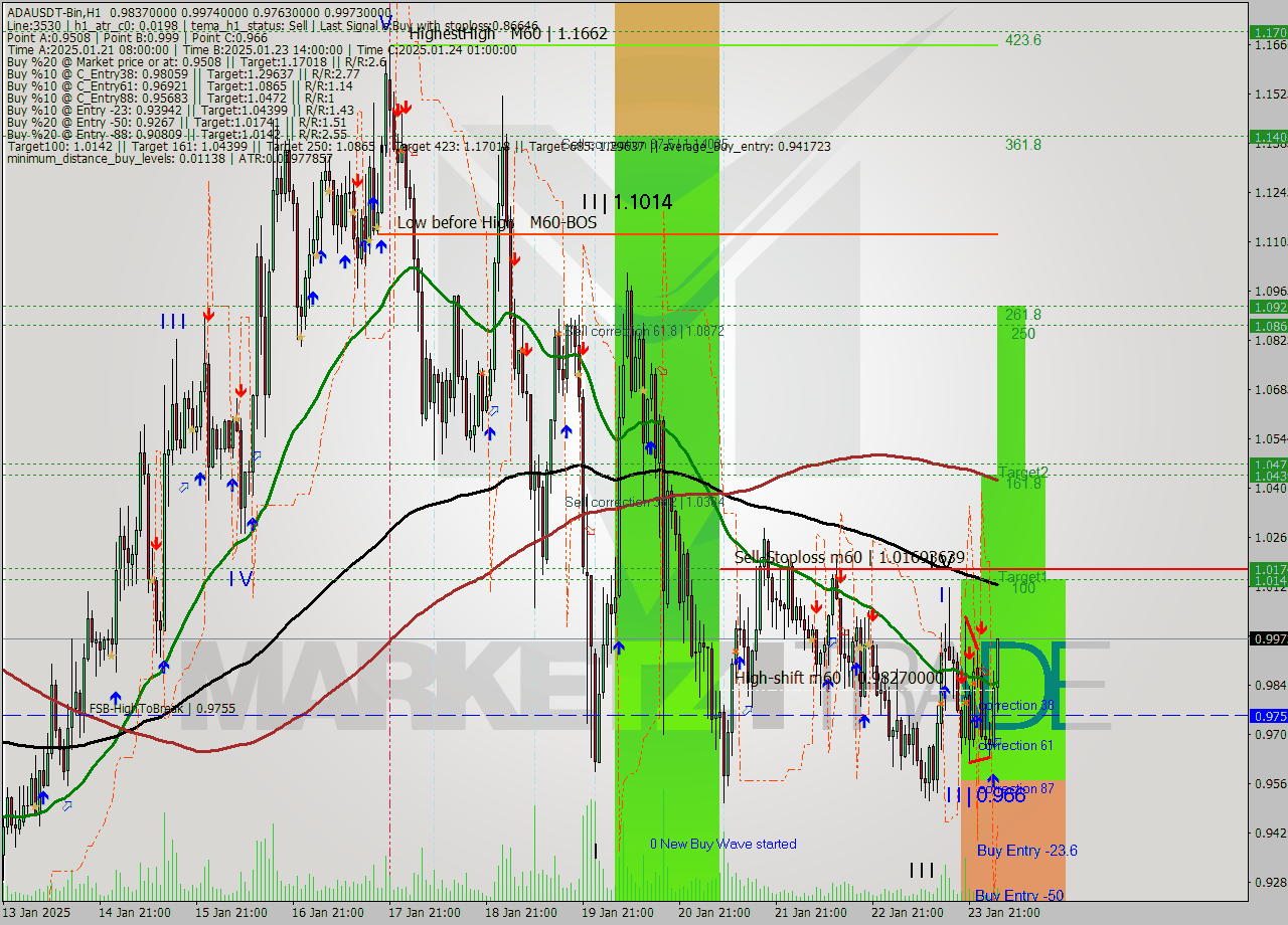 ADAUSDT-Bin MultiTimeframe analysis at date 2025.01.24 06:51