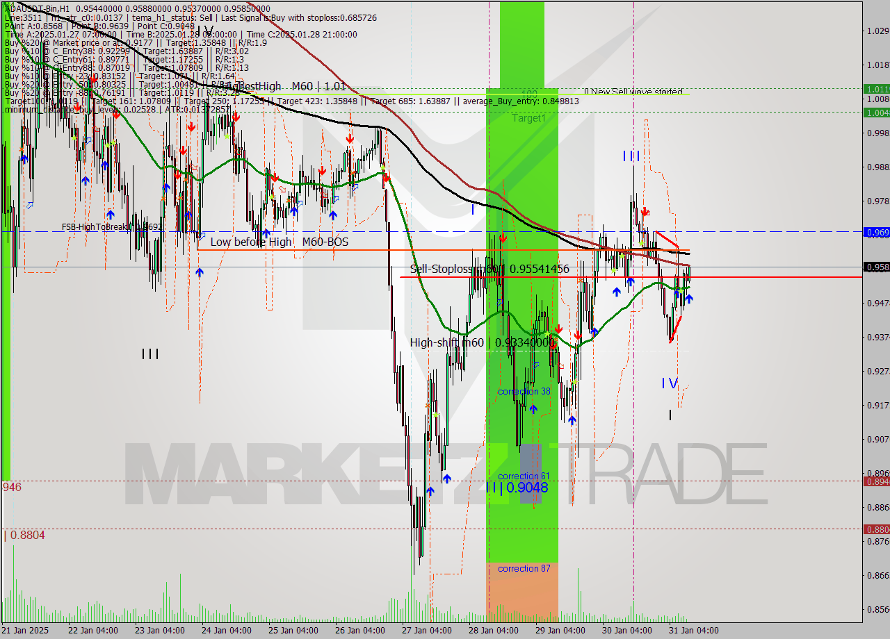 ADAUSDT-Bin MultiTimeframe analysis at date 2025.01.31 13:09