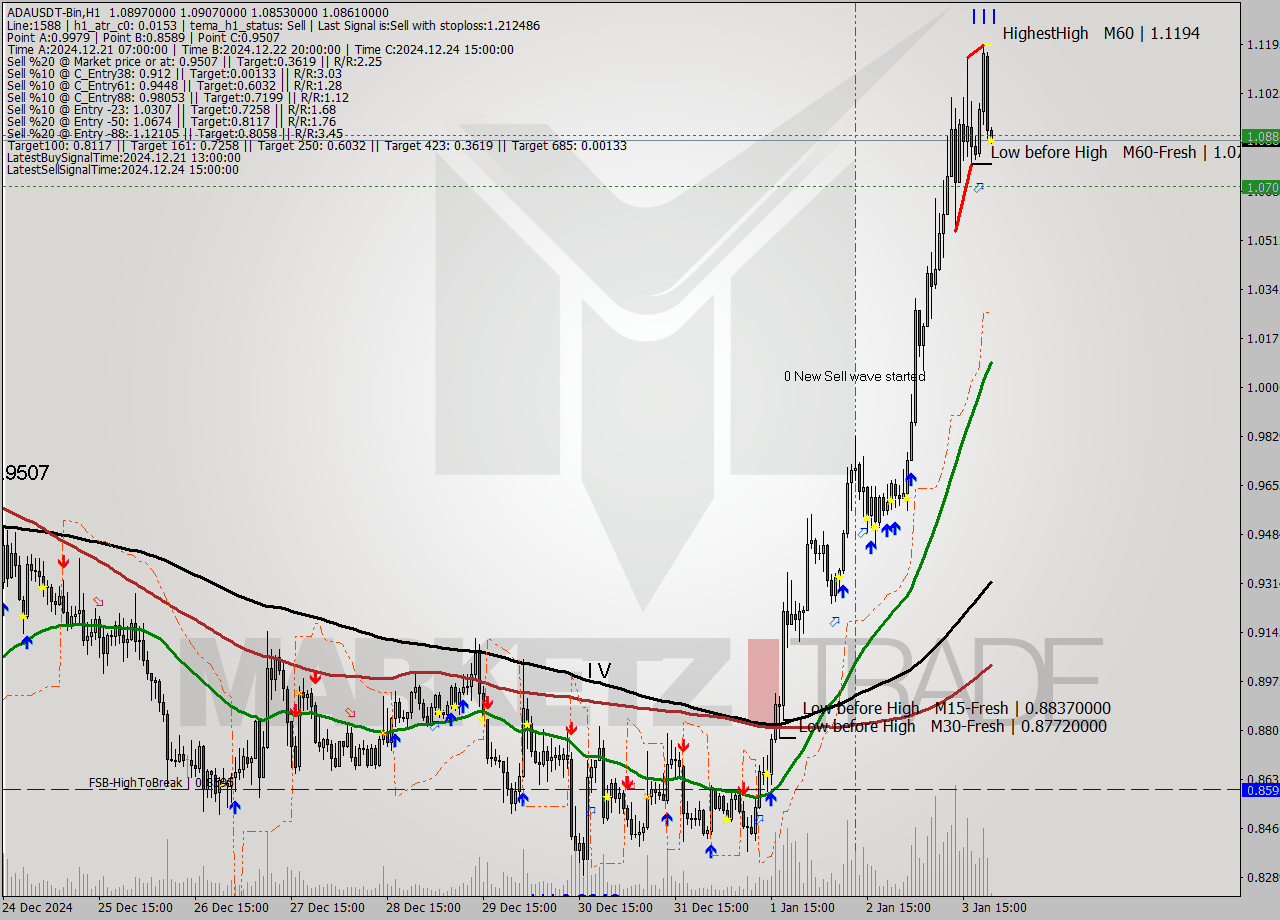 ADAUSDT-Bin MultiTimeframe analysis at date 2025.01.04 00:08