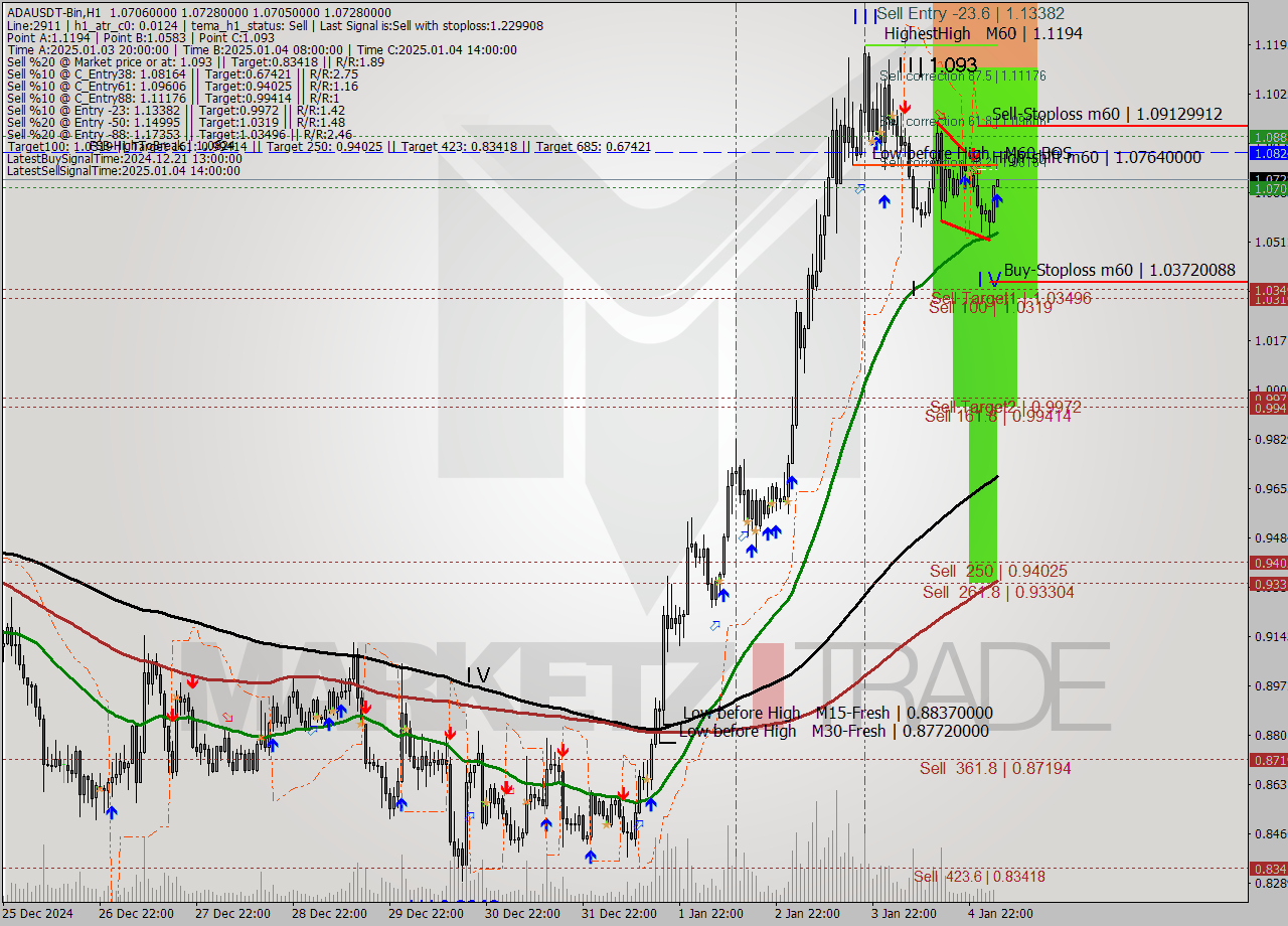 ADAUSDT-Bin MultiTimeframe analysis at date 2025.01.05 07:02
