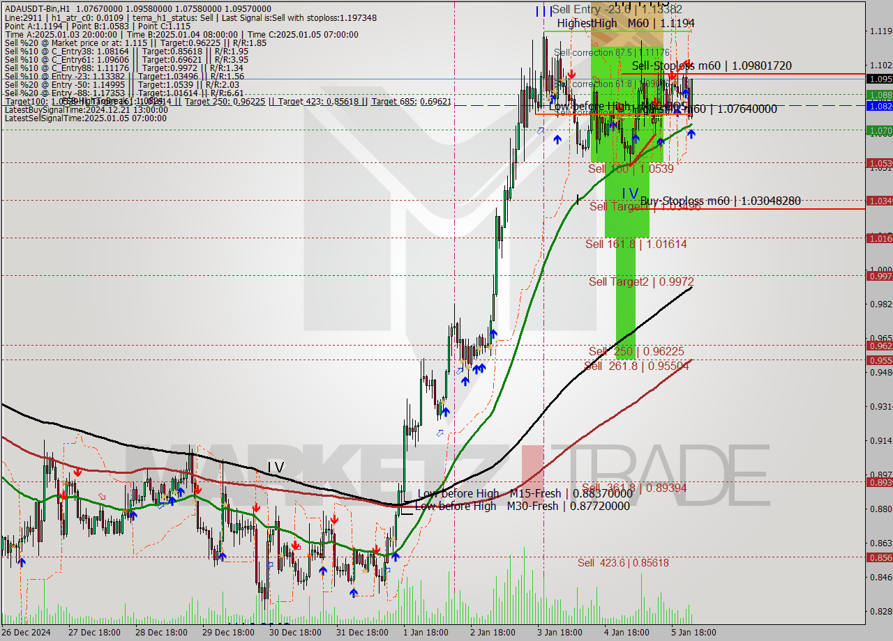 ADAUSDT-Bin MultiTimeframe analysis at date 2025.01.06 03:55