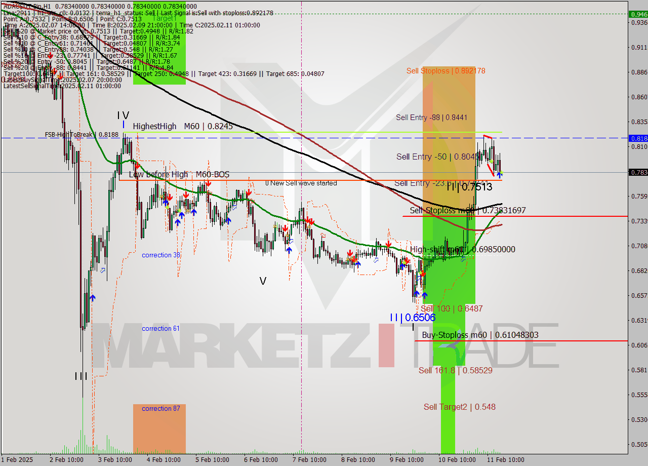 ADAUSDT-Bin MultiTimeframe analysis at date 2025.02.11 19:00