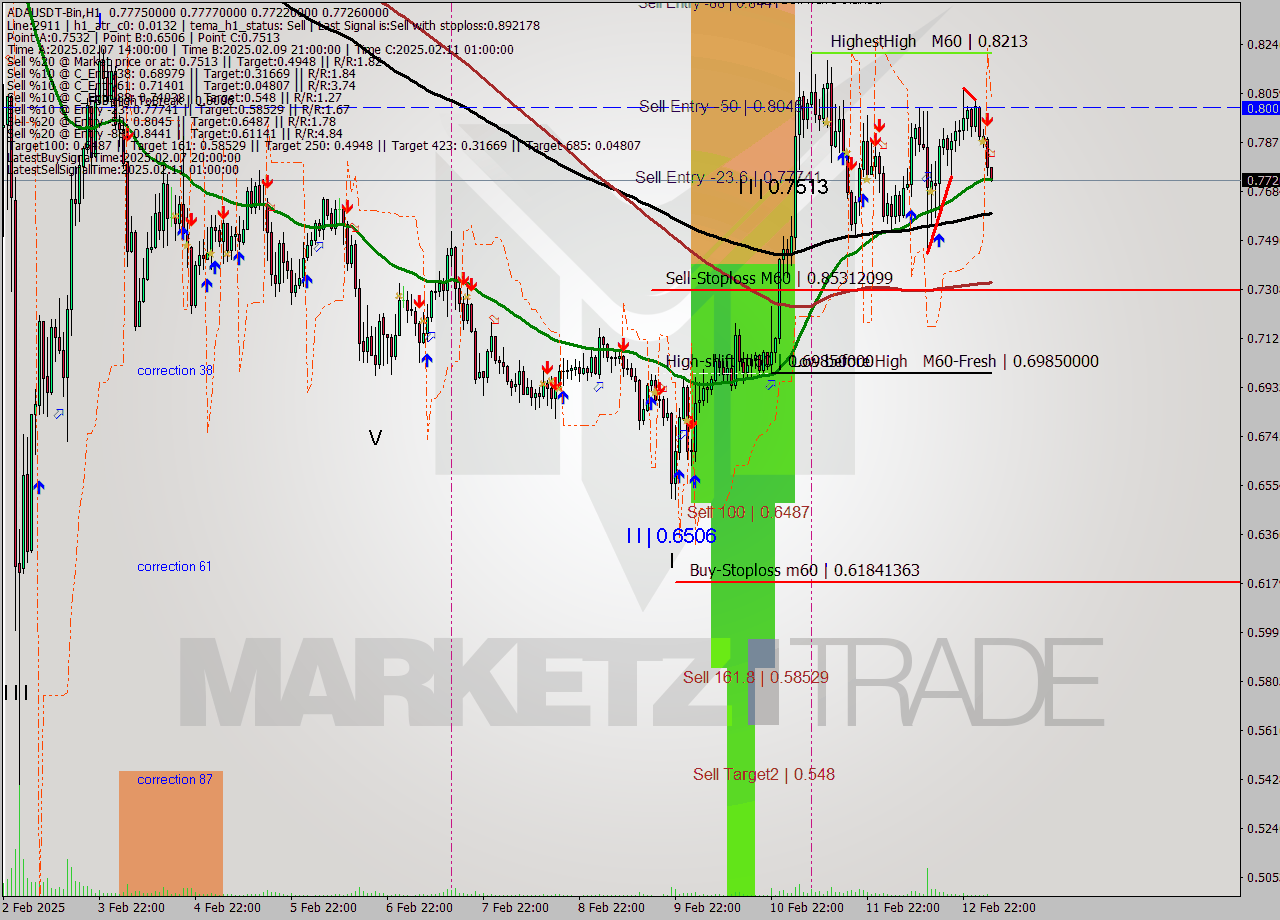 ADAUSDT-Bin MultiTimeframe analysis at date 2025.02.13 07:07