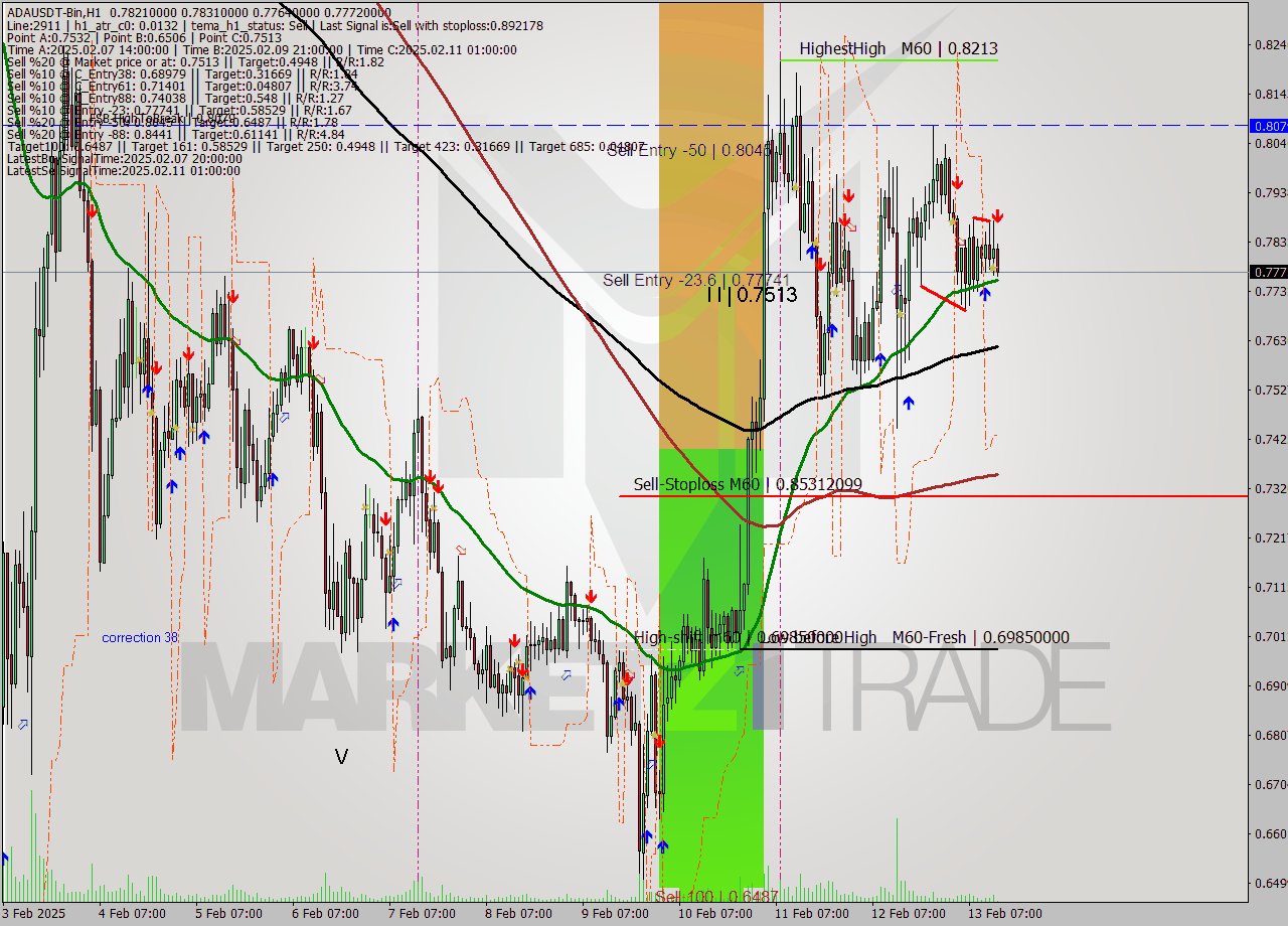 ADAUSDT-Bin MultiTimeframe analysis at date 2025.02.13 16:10