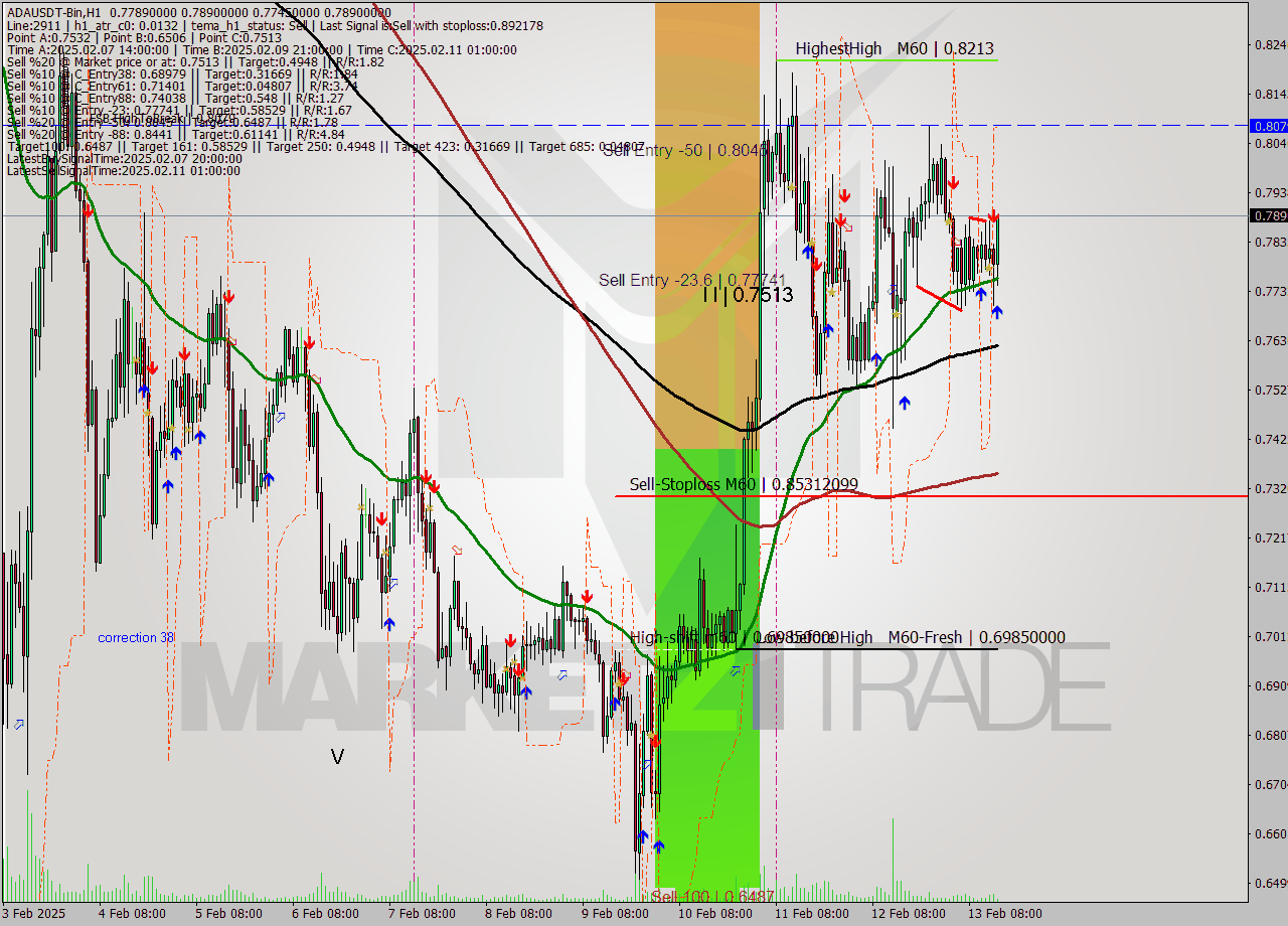 ADAUSDT-Bin MultiTimeframe analysis at date 2025.02.13 17:22
