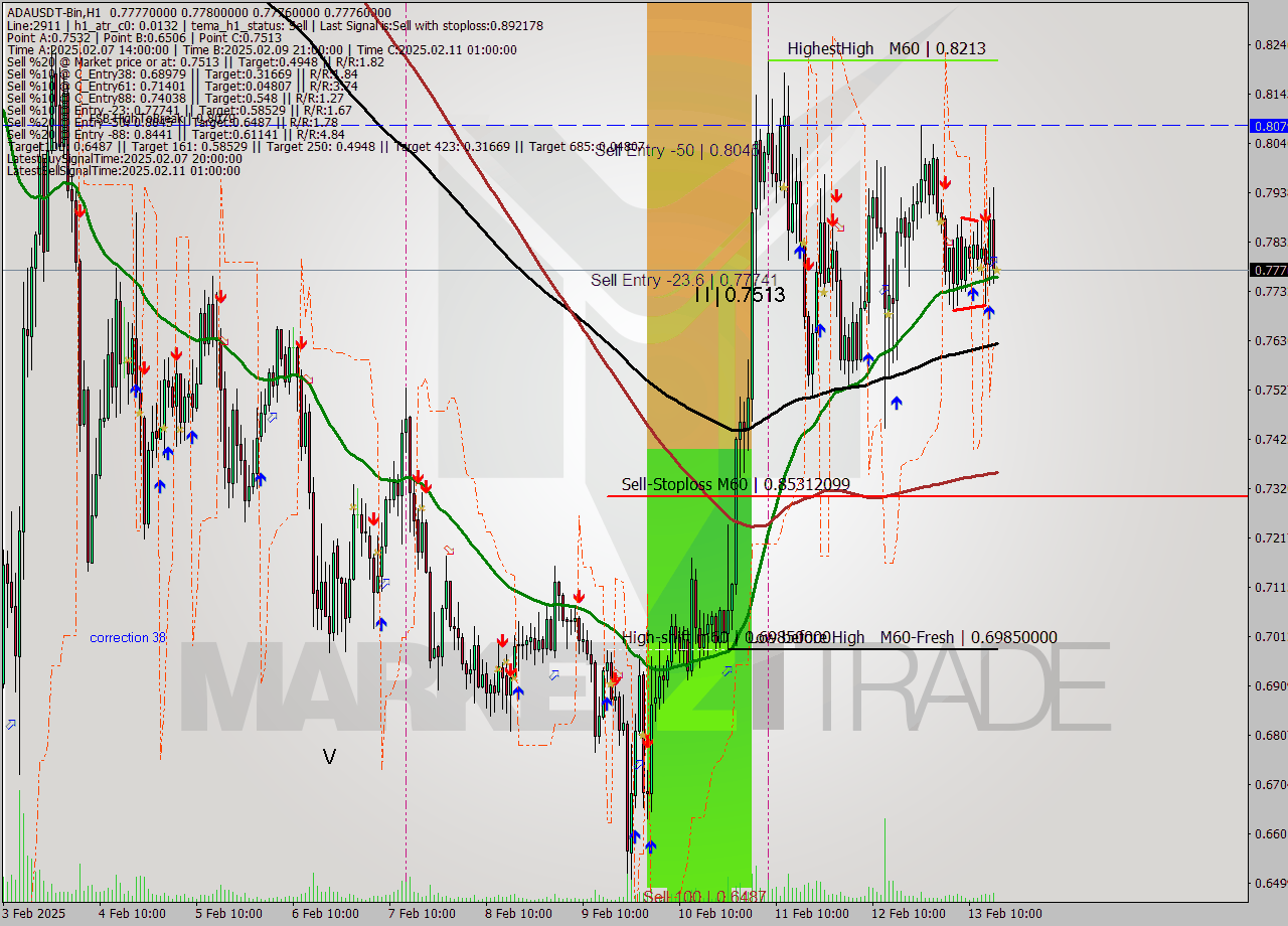 ADAUSDT-Bin MultiTimeframe analysis at date 2025.02.13 19:00