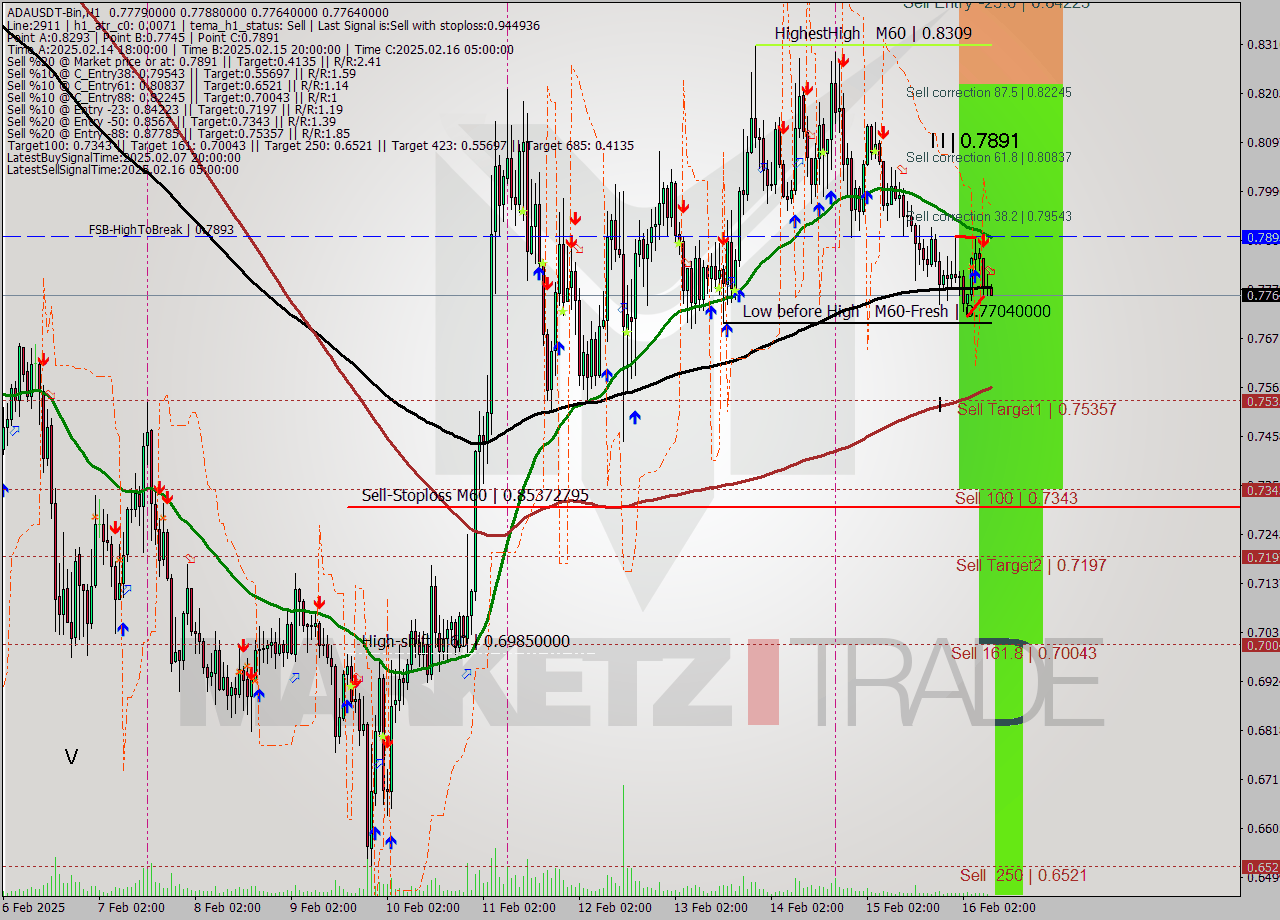 ADAUSDT-Bin MultiTimeframe analysis at date 2025.02.16 11:02
