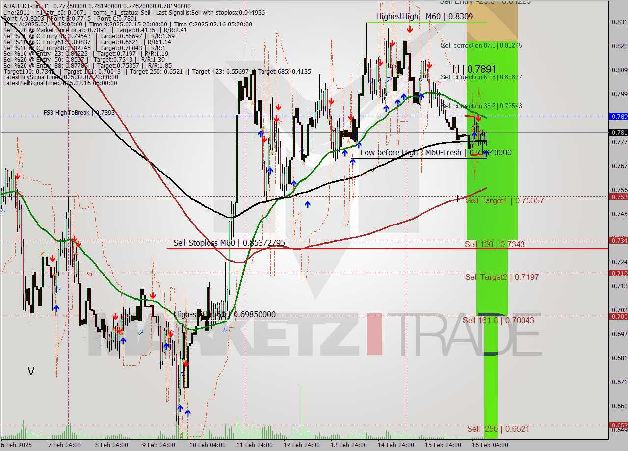 ADAUSDT-Bin MultiTimeframe analysis at date 2025.02.16 13:21