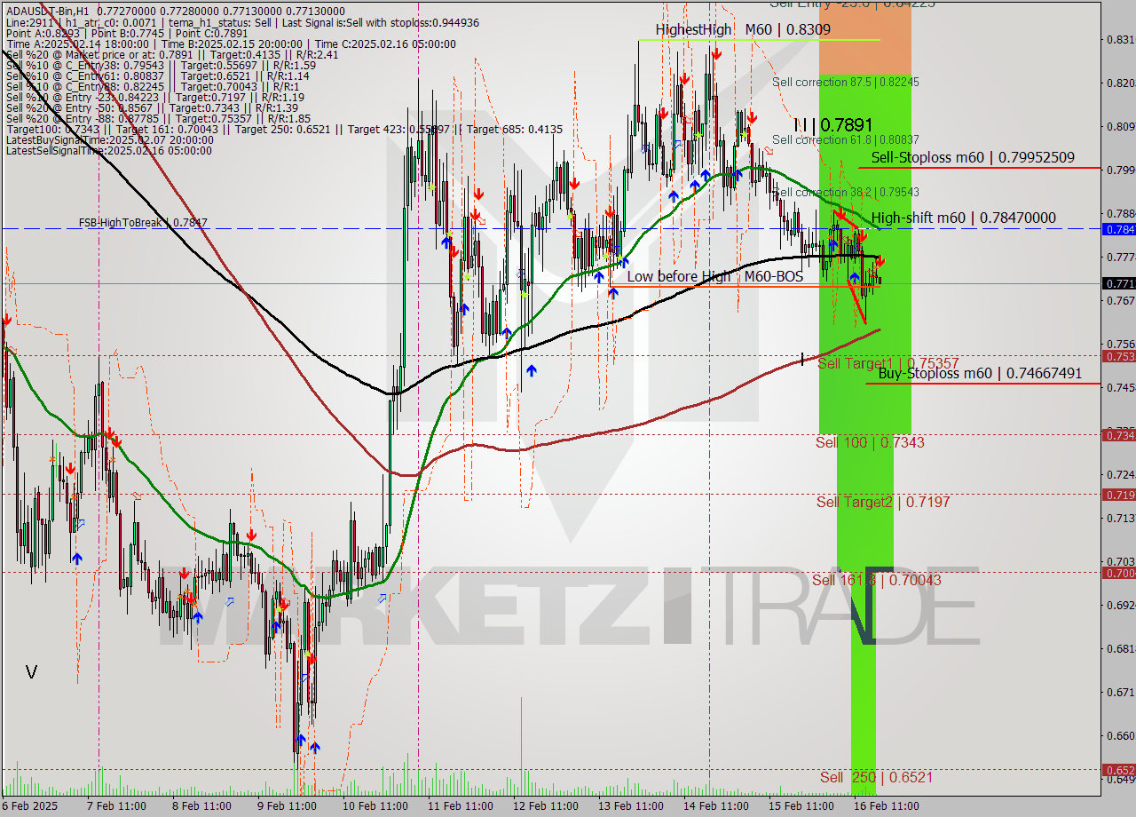ADAUSDT-Bin MultiTimeframe analysis at date 2025.02.16 20:01