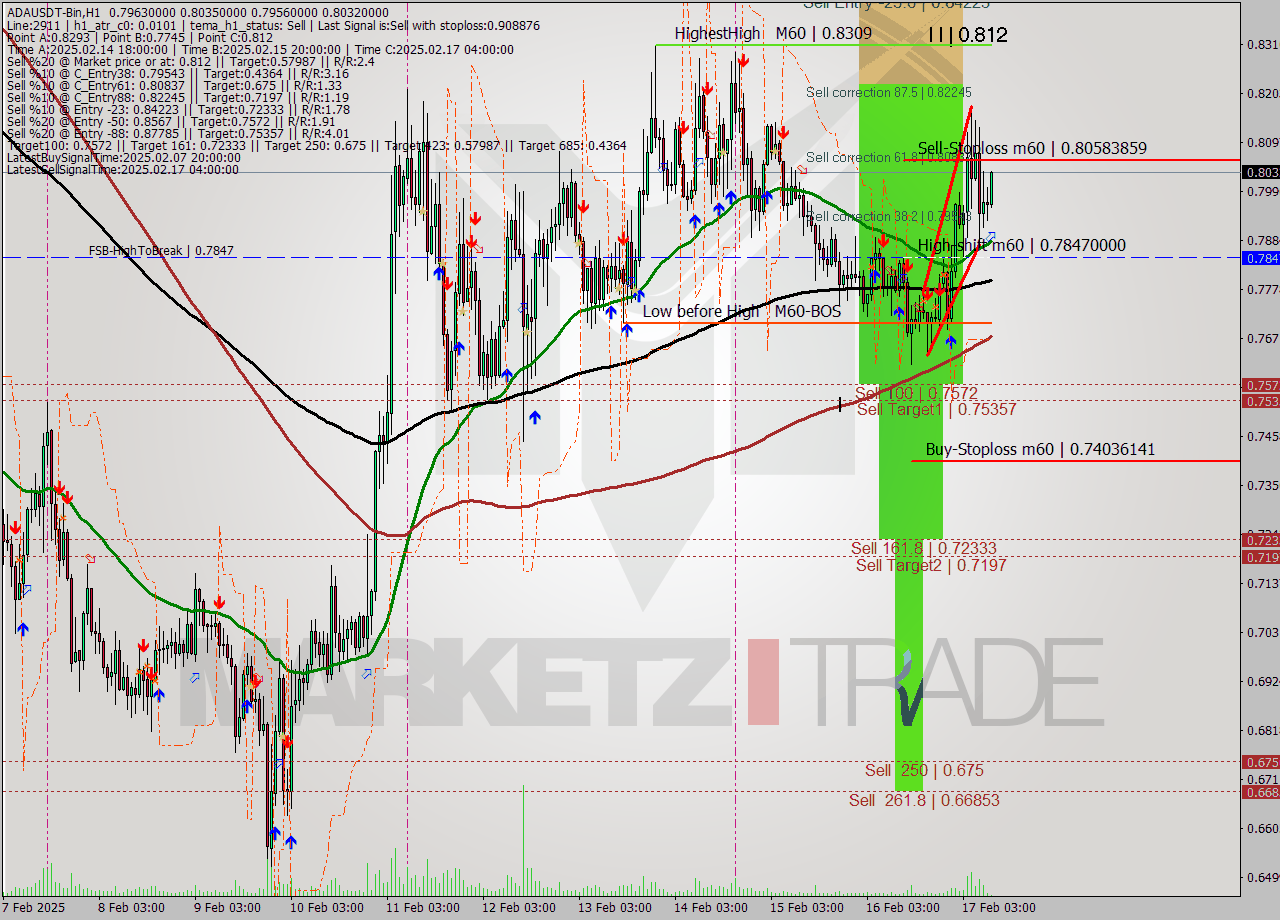 ADAUSDT-Bin MultiTimeframe analysis at date 2025.02.17 12:08