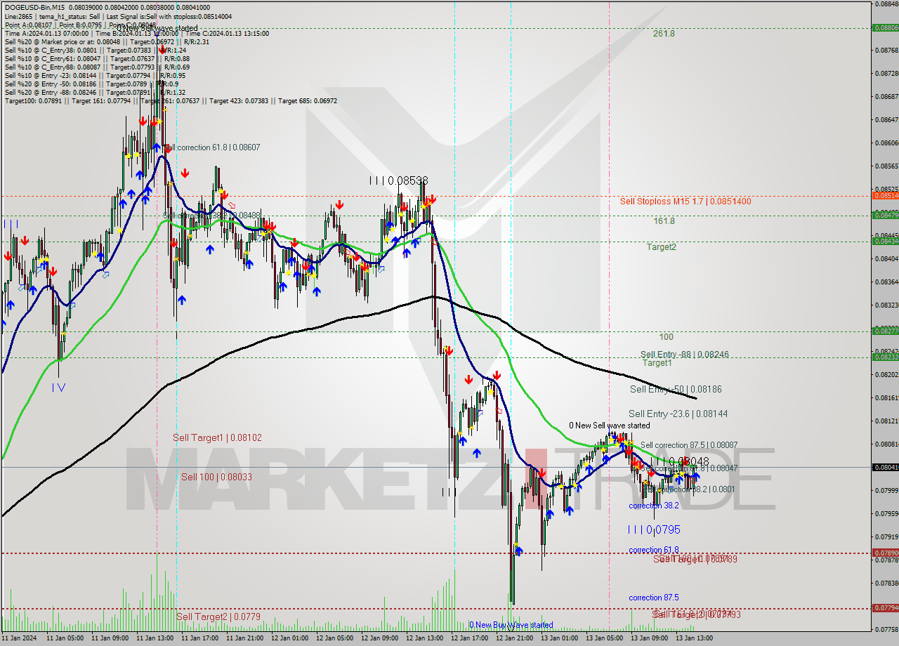 DOGEUSD-Bin M15 Signal