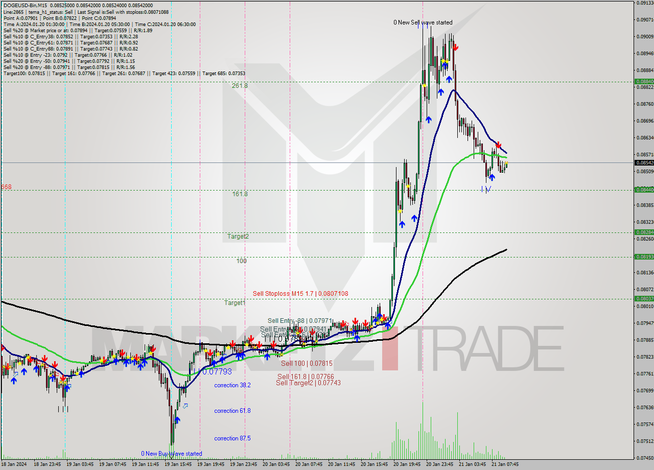 DOGEUSD-Bin M15 Signal