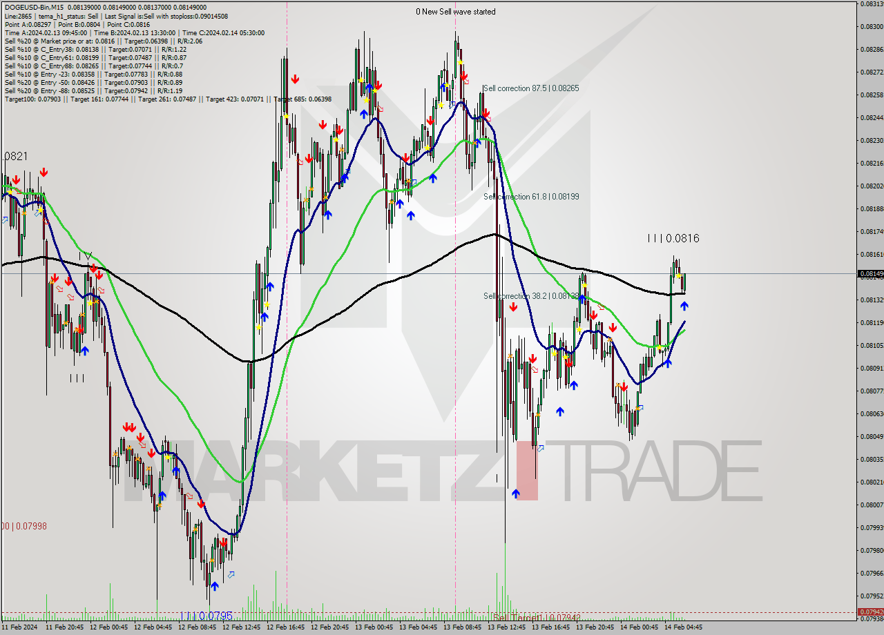 DOGEUSD-Bin M15 Analysis DOGEUSD-Bin M15 Signal