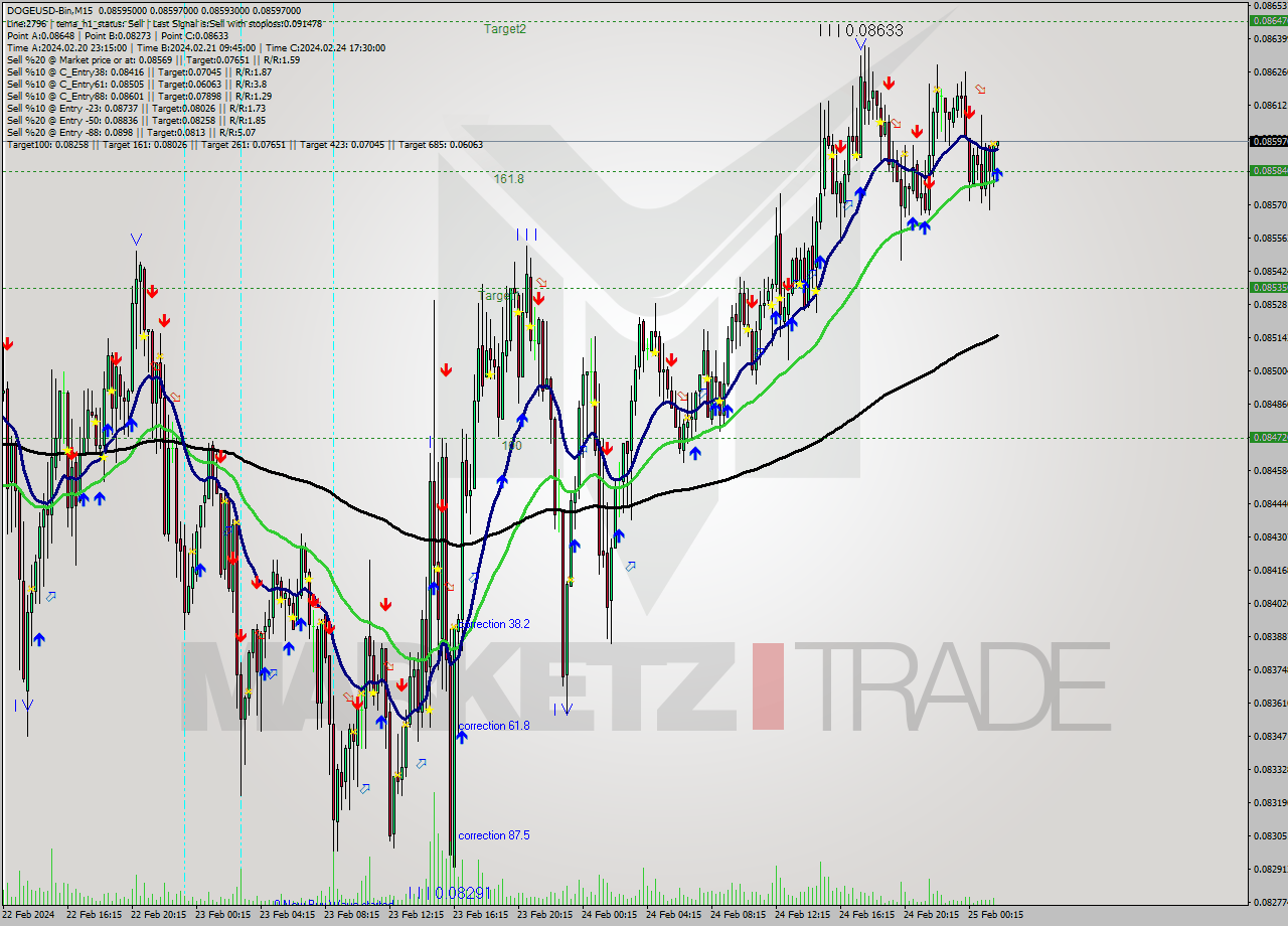 DOGEUSD-Bin M15 Analysis DOGEUSD-Bin M15 Signal