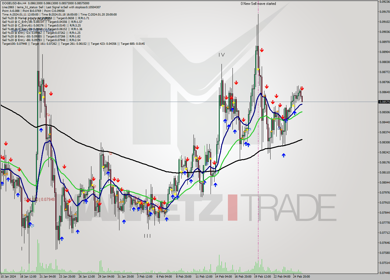 DOGEUSD-Bin MultiTimeframe analysis at date 2024.02.26 03:11