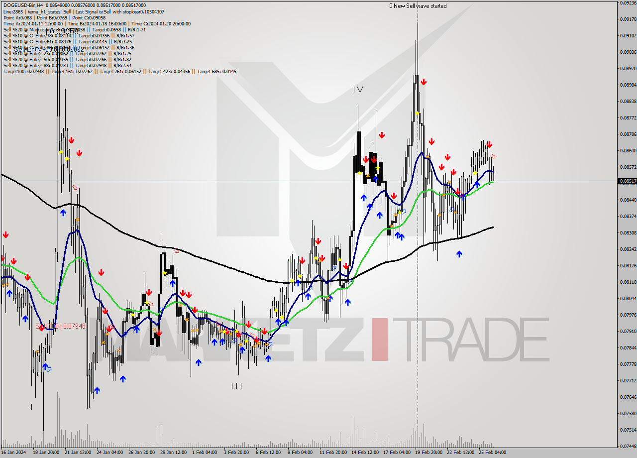 DOGEUSD-Bin MultiTimeframe analysis at date 2024.02.26 11:18