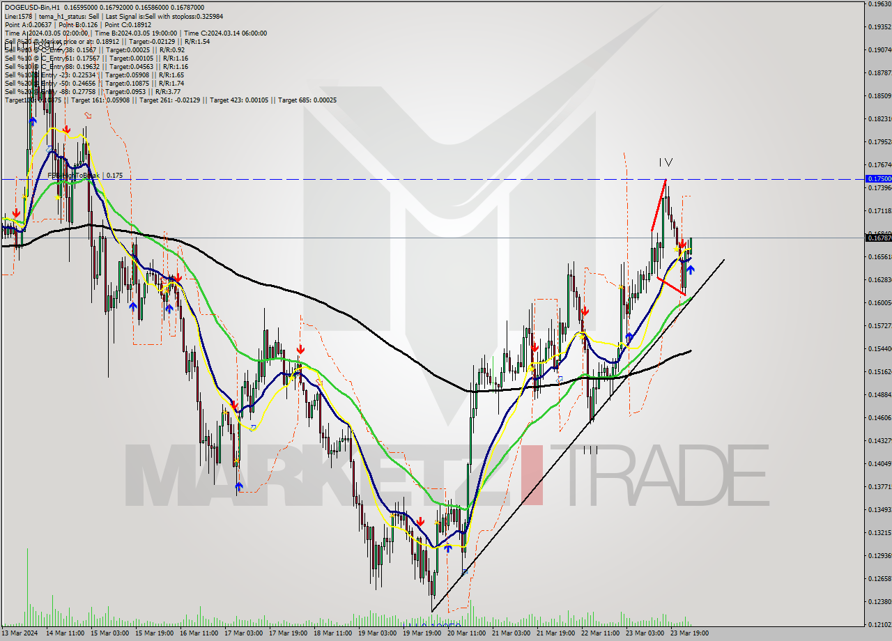 DOGEUSD-Bin MultiTimeframe analysis at date 2024.03.24 03:43