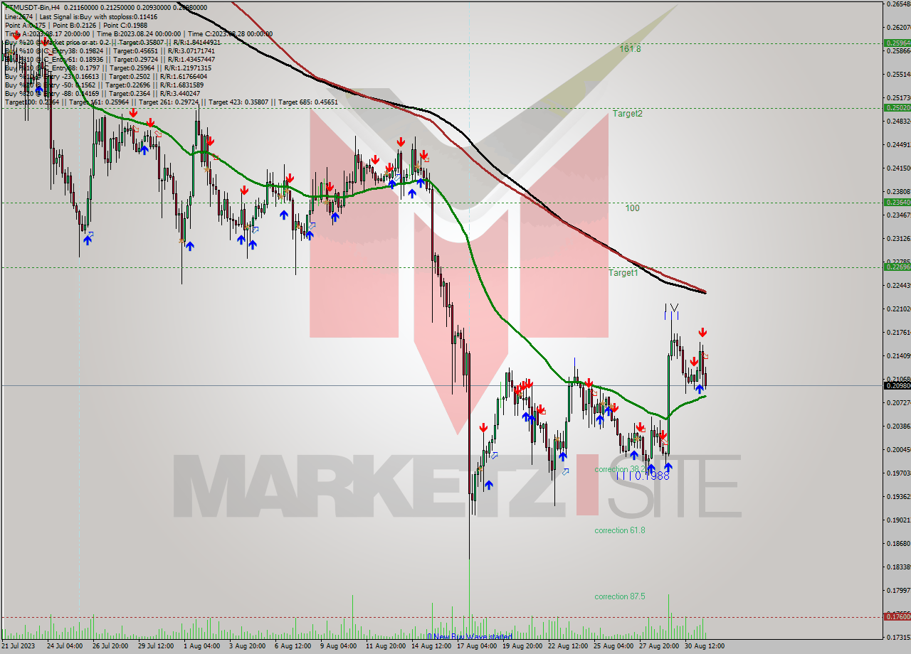 FTMUSDT-Bin MultiTimeframe analysis at date 2023.08.31 19:38