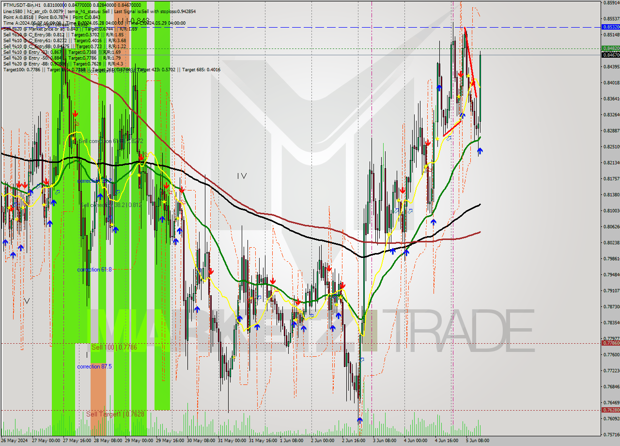 FTMUSDT-Bin MultiTimeframe analysis at date 2024.06.05 18:28