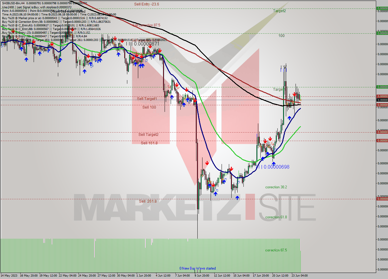 SHIBUSD-Bin MultiTimeframe analysis at date 2023.06.24 11:52