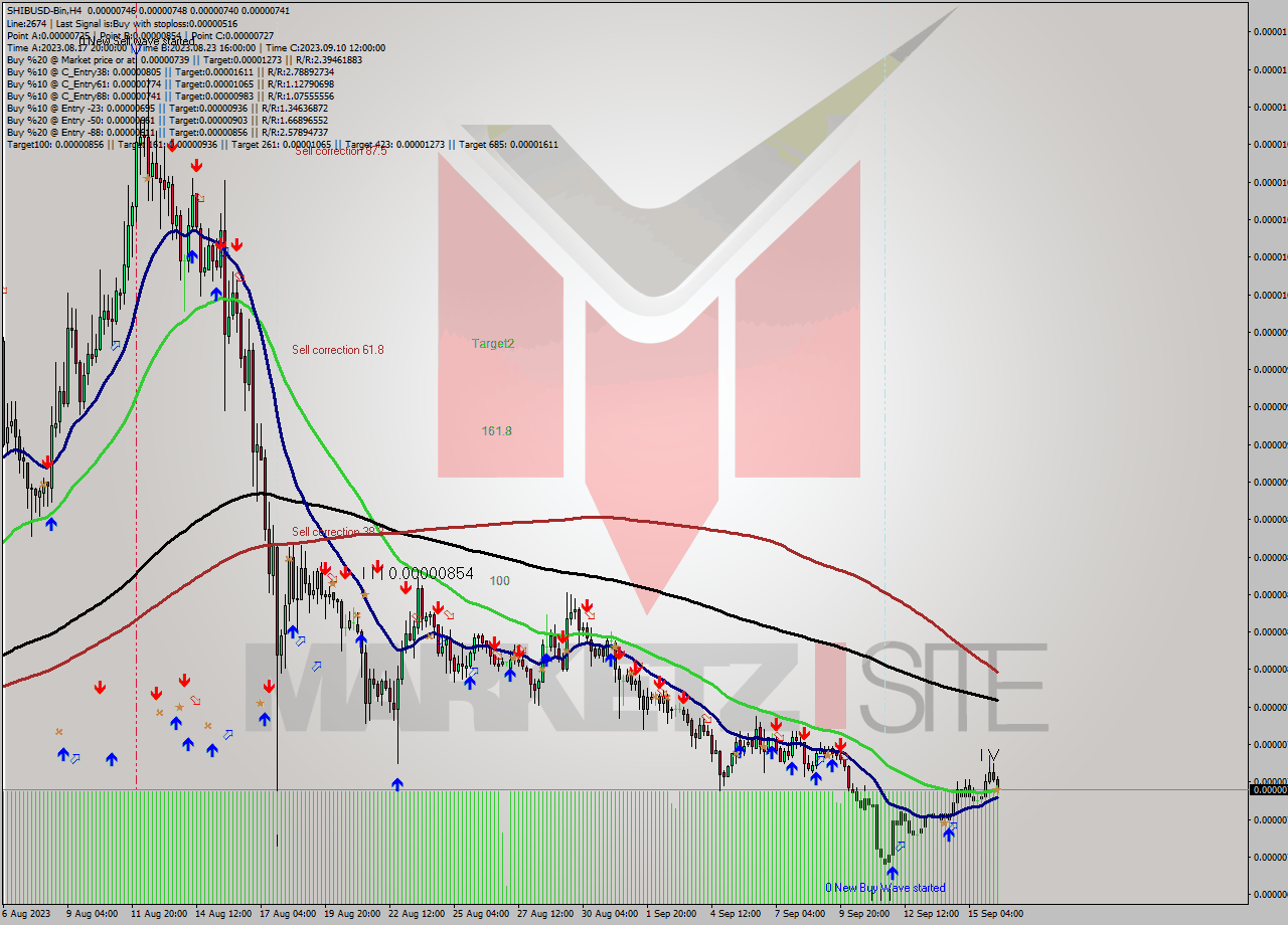 SHIBUSD-Bin MultiTimeframe analysis at date 2023.09.16 13:05