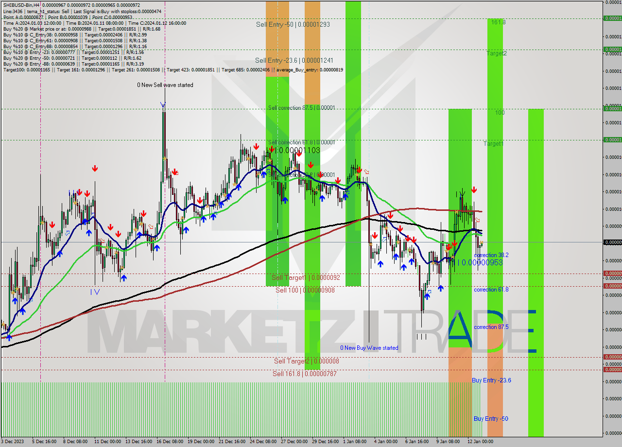 SHIBUSD-Bin MultiTimeframe analysis at date 2024.01.13 06:11