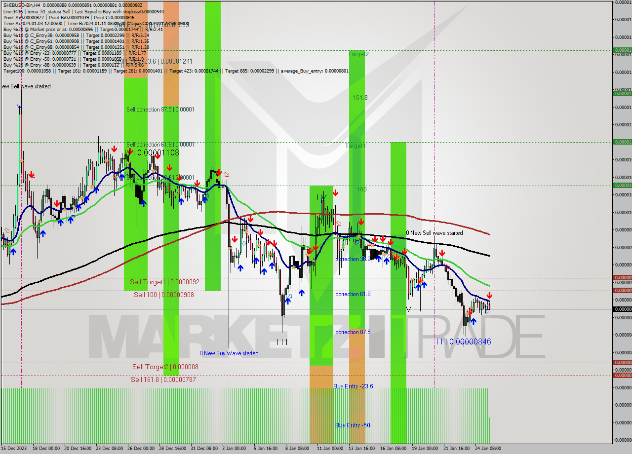 SHIBUSD-Bin MultiTimeframe analysis at date 2024.01.25 14:34