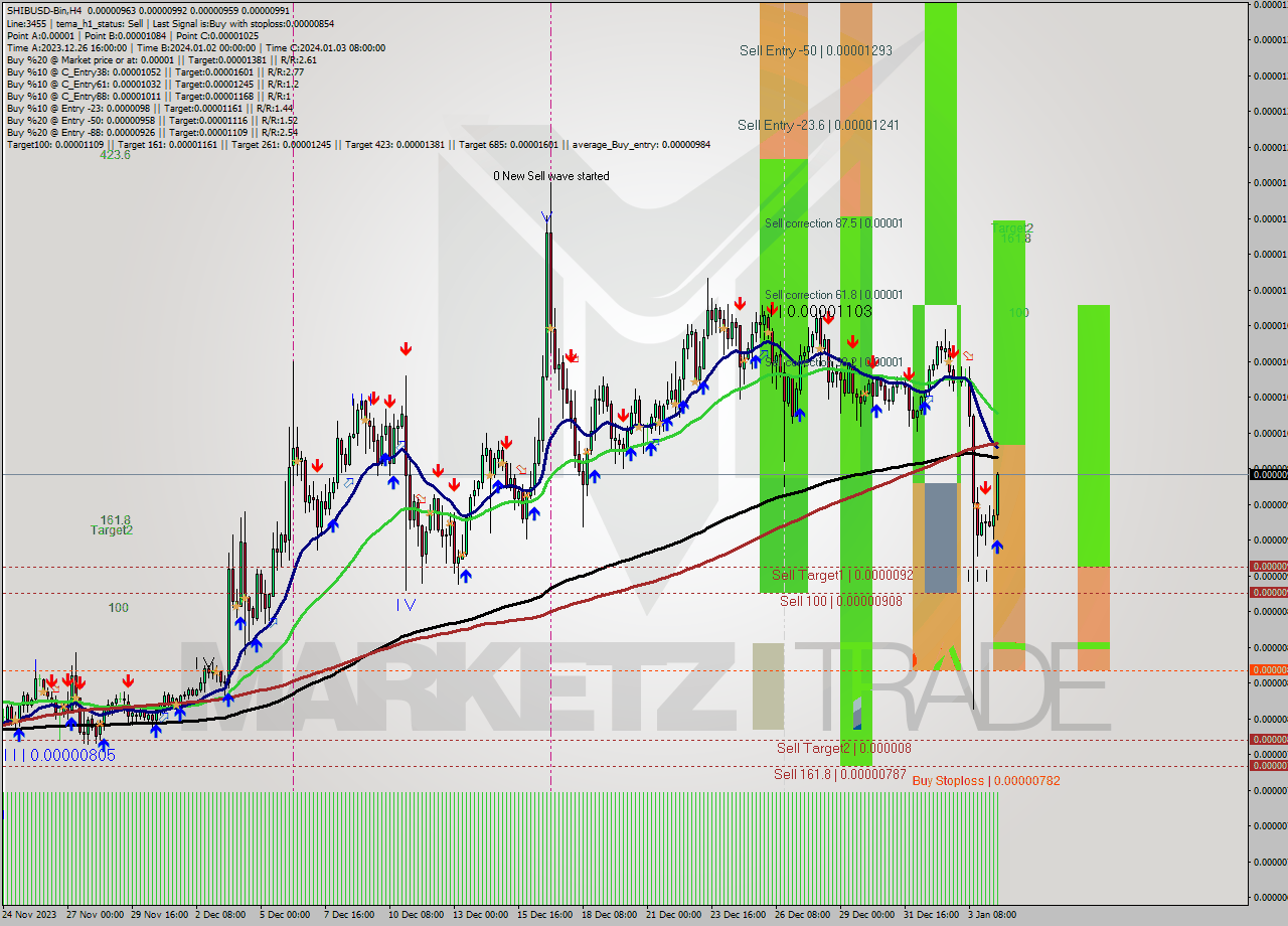 SHIBUSD-Bin MultiTimeframe analysis at date 2024.01.04 16:40