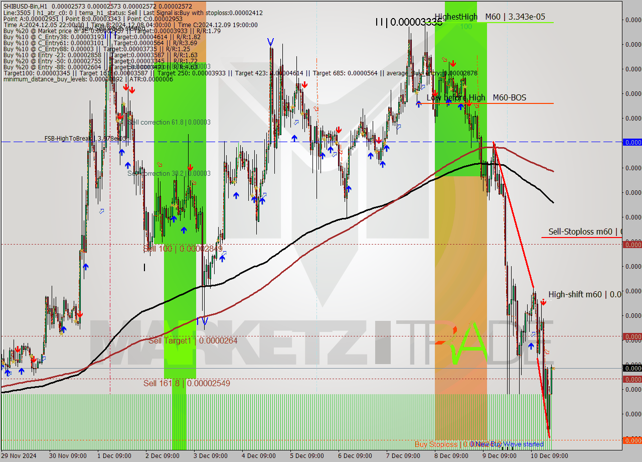 SHIBUSD-Bin MultiTimeframe analysis at date 2024.12.10 22:00