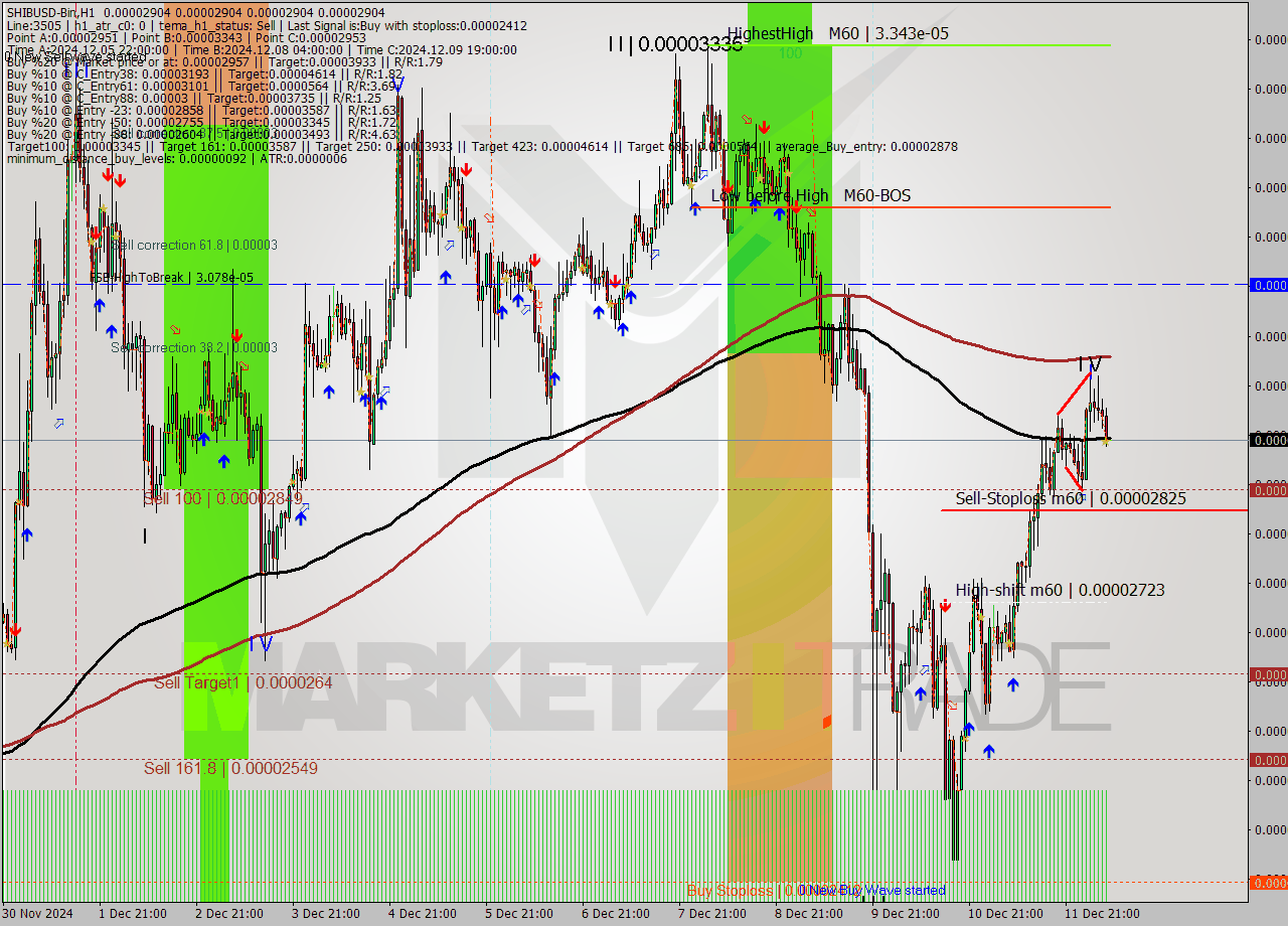 SHIBUSD-Bin MultiTimeframe analysis at date 2024.12.12 10:00