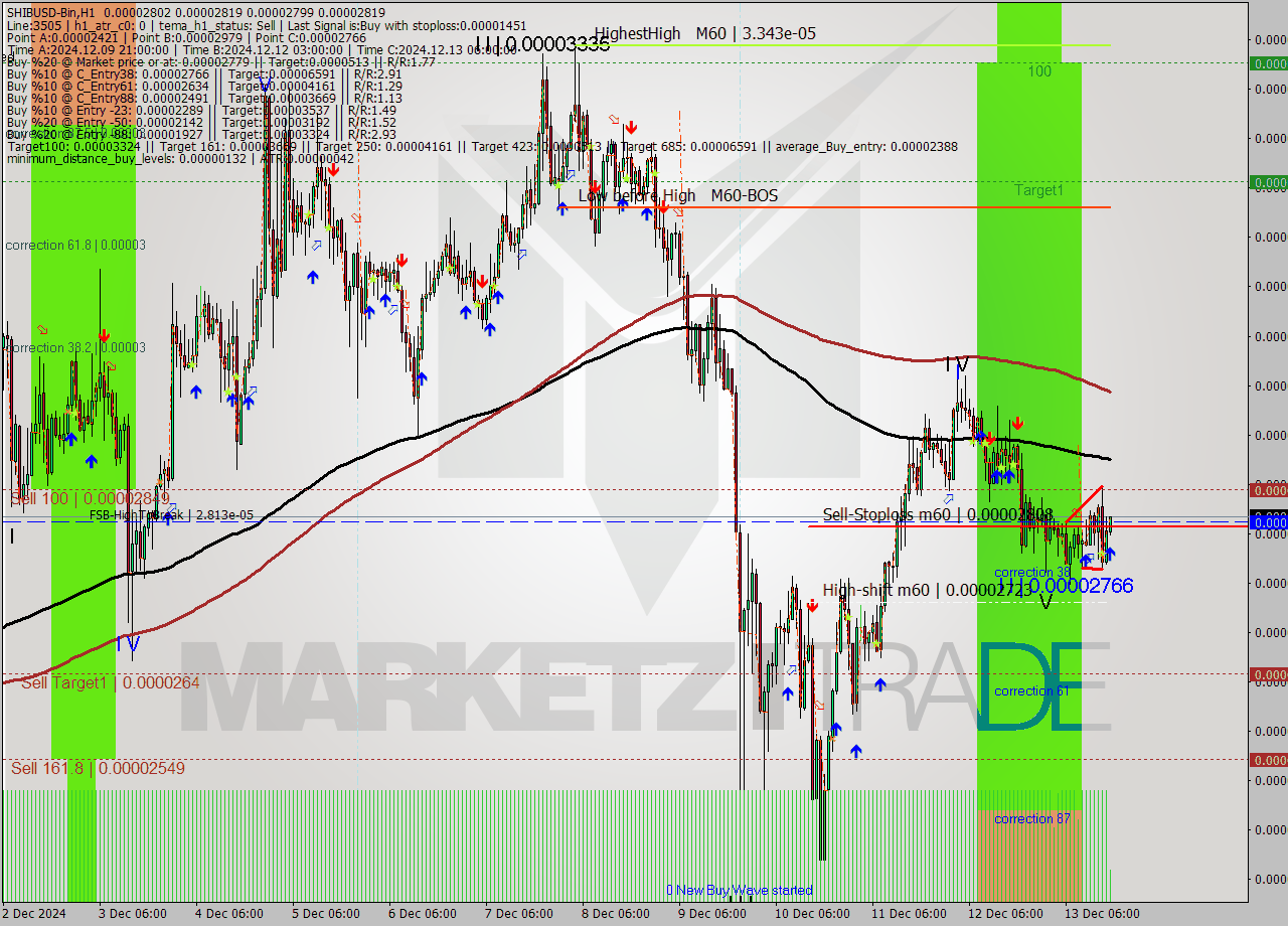SHIBUSD-Bin MultiTimeframe analysis at date 2024.12.13 19:12