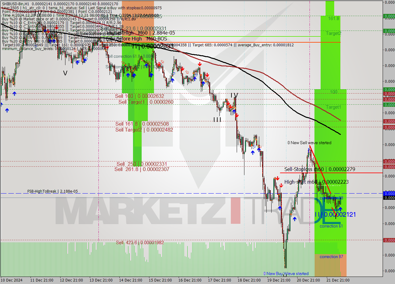 SHIBUSD-Bin MultiTimeframe analysis at date 2024.12.22 10:05