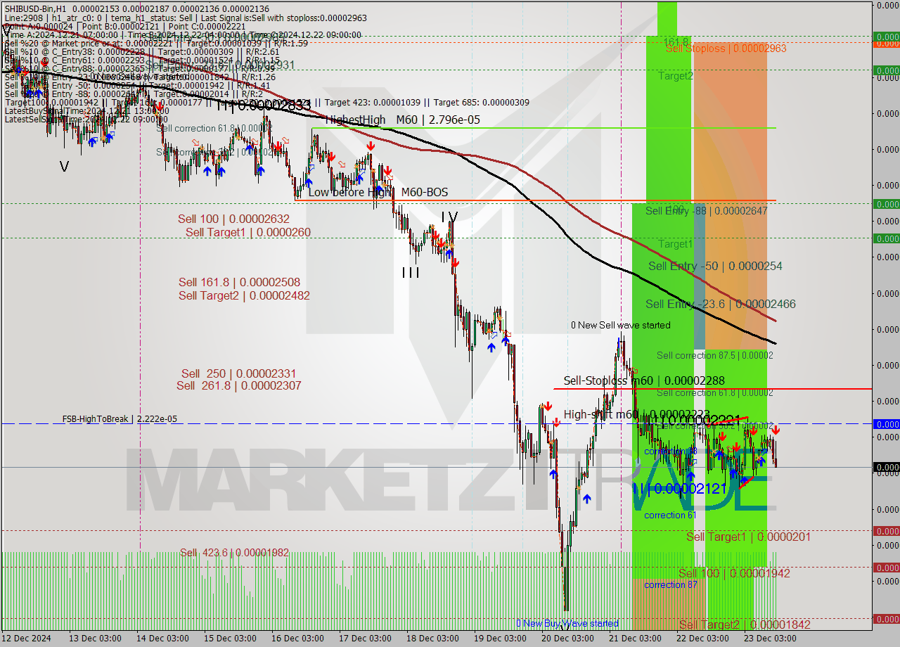 SHIBUSD-Bin MultiTimeframe analysis at date 2024.12.23 16:46