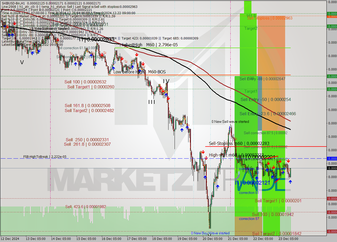 SHIBUSD-Bin MultiTimeframe analysis at date 2024.12.23 18:48