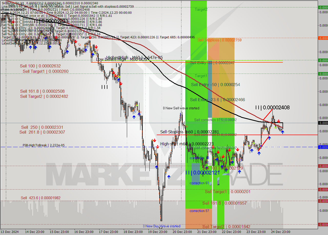 SHIBUSD-Bin MultiTimeframe analysis at date 2024.12.25 12:16