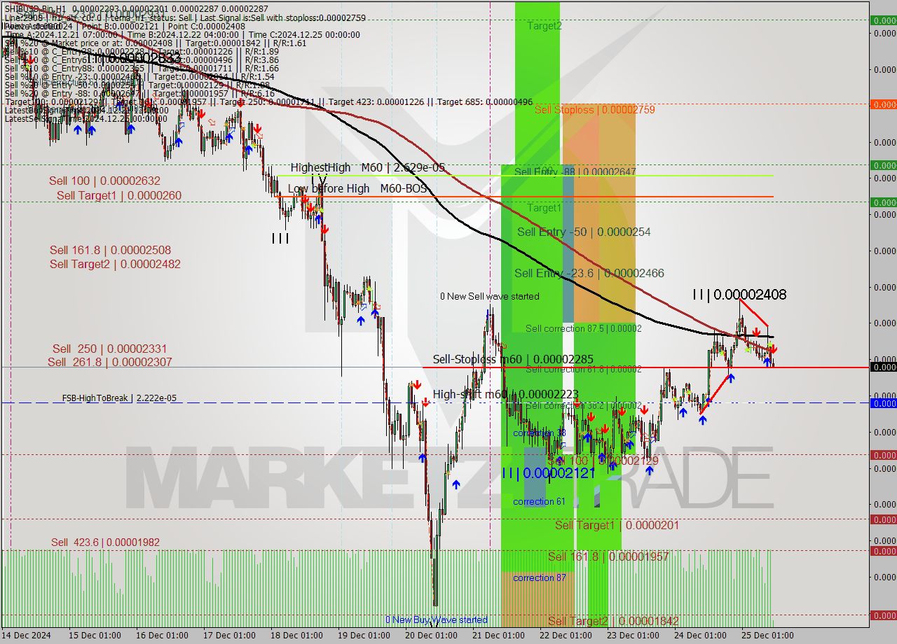 SHIBUSD-Bin MultiTimeframe analysis at date 2024.12.25 14:02