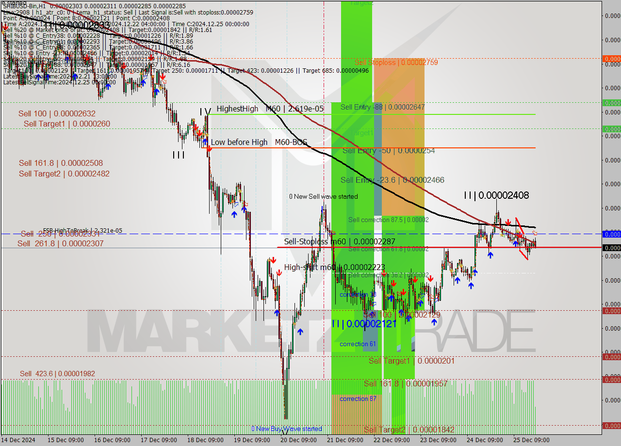 SHIBUSD-Bin MultiTimeframe analysis at date 2024.12.25 22:50