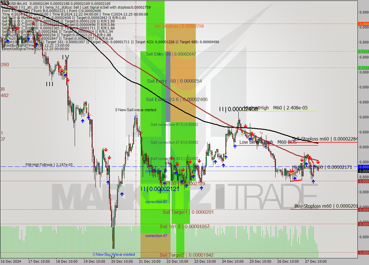 SHIBUSD-Bin MultiTimeframe analysis at date 2024.12.27 23:33