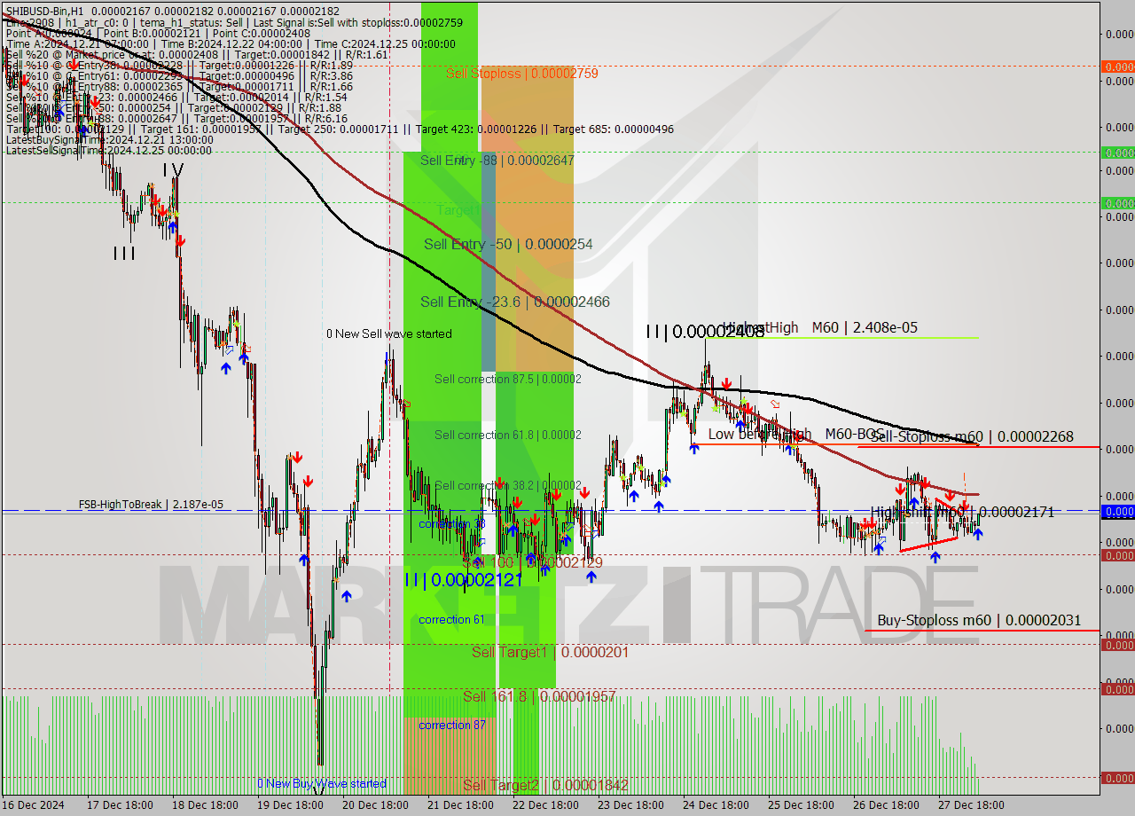 SHIBUSD-Bin MultiTimeframe analysis at date 2024.12.28 07:21