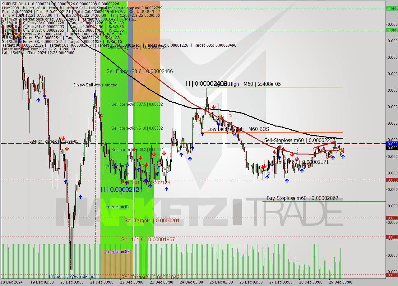 SHIBUSD-Bin MultiTimeframe analysis at date 2024.12.29 16:06